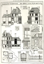 Bijou Residence Sunnycote, Hampstead, (stúdióval) John Ingle Lee Esq számára, a The Building News-ból, 1877. február 23. News, 1877. február 23.