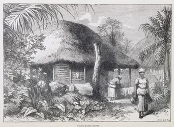 Black Habitations, Samuel Hazard „Santo Domingo múltja és jelene” című könyvéből, pub. 1873-ban (metszet)