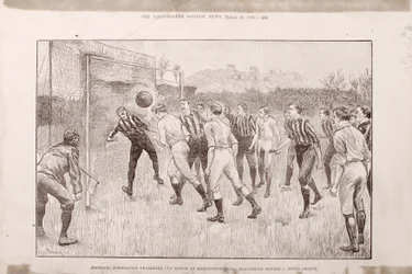 Blackburn Rovers vs. Nottingham County a Kennington Ovalban, az Illustrated Sporting and Dramatic Newsból, 1891. március 23.