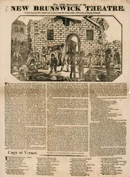 Táblázat a New Brunswick Színház szörnyű pusztításával, Wellclose Square, London