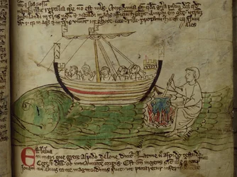 CCA-LitMs/D/10 fol. 30r Whale, a Bestiaryból
