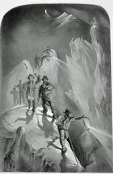 Mászás éjjel, a Mont Blanc utolsó emelkedőjének tíz jelenetéből, köztük öt kilátással a csúcsról, J.D.H. Browne, megjelent 1853