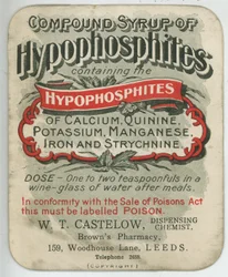 Összetett Hypophosphites szirup címke, 20. század eleje (színes litho)