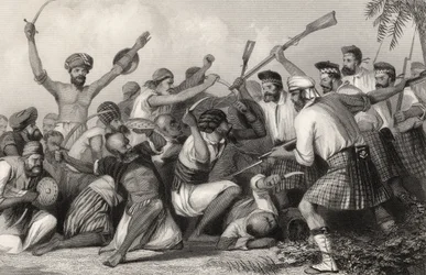 Konfliktus a gázokkal Bareilly előtt, 1858. május 6-án, az 1858-ban megjelent „The History of the Indian Mutiny” c.