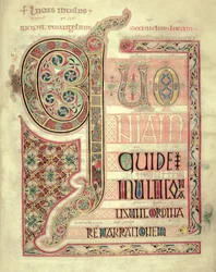 Cott Nero DIV f.139 Kezdőlap Szent Lukács evangéliumához, a Lindisfarne-i evangéliumokból, 710-721 (vellum)