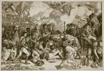 Nelson halála, a Cassells Illustrated History of England illusztrációja (szépia fotó)