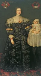 Mária, Lady Bowes (24 éves) és legidősebb fia, Thomas kettős portréja, 1630