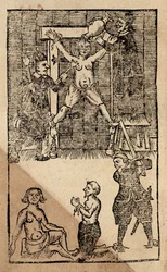 Pl. 1475 f.1 Amboynában élő holland telepesek megkínoznak egy angol kereskedőt az 1623-as mészárlás előtt, amely véget vetett a brit kereskedésnek Kelet-Indiában (fametszet)