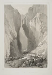 Bejárat a Bolan-hágóba Dadur felől, James Atkinson "Sketches in Afghaunistan" című művéből