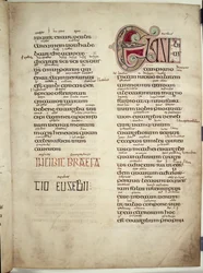 Eusabius levele Carpianushoz, a Lindisfarne-i evangéliumokból, 710-21 (vellum)