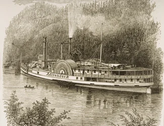 Kiránduló gőzhajó a Hudson folyón, 1870 körül, a Religious Tract Society által kiadott 