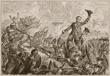 Fletcher védelme a redoubt ellen Tanjore-ban, illusztráció a Cassells Illustrated History of India-ból, James Grant, pub. 1879