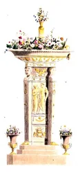 Virágállvány, 125. tábla Ackermann "Repository of Arts, Literature, Commerce, Manufactures, Fashion and Politics" című, 1822-ben megjelent művéből (színes litográfia).