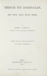 Lewis Carroll (1833-1898) előlapja Alice-nek a szemüvegen keresztül, kiadó: Macmillan, 1872