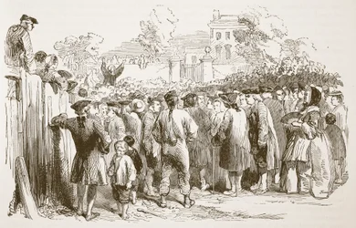 George Whitefield prédikáció, illusztráció a Cassells Illustrated History of Englandből (szépia fotó)