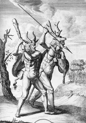 Németek, illusztráció a The Commentaries of Caesarból angolra fordította William Duncan, metszett Cornelis Huyberts, megjelent 1753