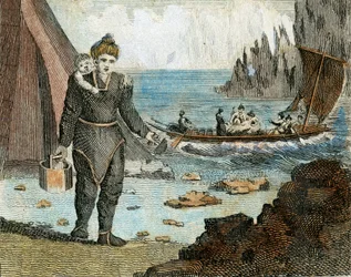 Grönlandi nő és csónak, 1779 körül (metszet)
