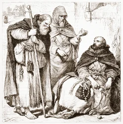 Férfi testvérek csoportja, illusztráció: James Aitken Wylie (1808-1890) A protestantizmus története című könyvéből, pub. 1878