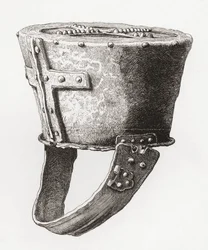 Sisak, az angliai Pomeroy kastélyból, a 12. század körül, a The British Army: Its Origins, Progress and Equipment című könyvéből, 1868-ban.