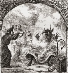 Illusztráció George Cruikshank nyomán az 1865-ben kiadott „Szent Miklós íve” című verséhez, Thomas Ingoldsby „The Ingoldsby legendái vagy Mirth and Marvels” c.