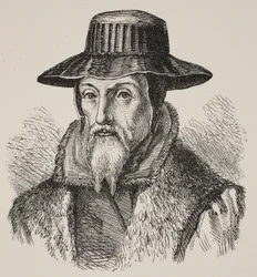 John Foxe, illusztráció: The Church of England: A History for the People, H.D.M. Spence-Jones, kocsma. 1910 körül (szépia fotó)
