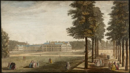 Kensington-palota, 1740-60 körül (kézzel színezett metszet)