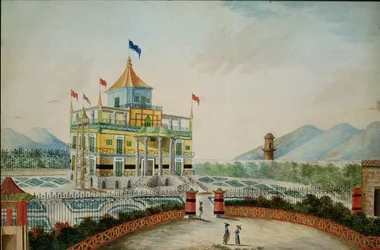 La Favorita vagy kínai palota, Palermo, Marvuglia és Giuseppe Patricola tervezte IV. Fernando király számára, 1815 körül (wc papíron)