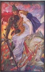 Lancelot Gueneverét viseli, a Longmans Green and Co által kiadott „The Book of Romance” illusztrációját