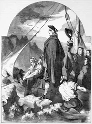 A Chevalier de St. George partraszállása Skóciában, illusztráció „John Cassell Anglia illusztrált története” című művéből, megjelent 1858 körül