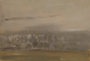 Táj fákkal egy lejtőn (fás völgy, ködön át nézve), amelyet korábban J.M.W. Turner (1775-1851) és Peter de Wint (1784-1849) is (olaj, papír)