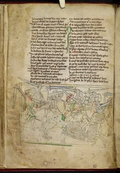 Lansdowne 782 f.26v Csata lovas lovagok között, "Chanson d