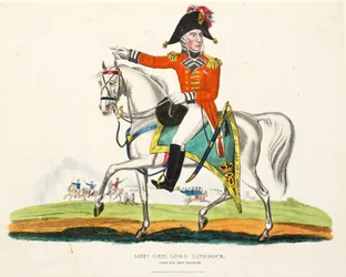 Lord Linedock altábornagy, pub. Richard Evans, engr Romney, illusztráció a Waterloo-i csata történetéről, William Mudford, 1816