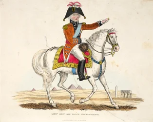 Sir Ralph Abercrombie altábornagy, Richard Evans kocsmája, Romney metszet, illusztráció a Waterloo-i csata történetéről, William Mudford, 1816