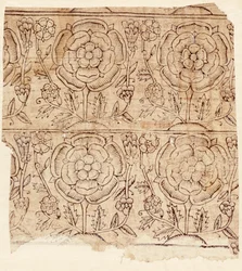 Tudor Rose mintás béléspapír, 1550 körül (fatömb nyomat)