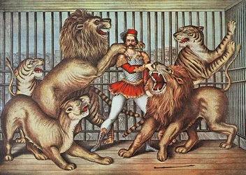Oroszlánszelídítő, 1880 körül (színes litó)