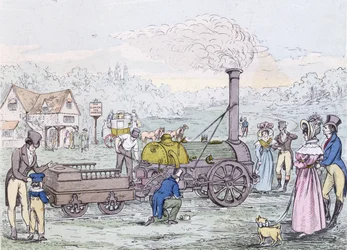 Mozdonymotor, a rakéta 1830-ban, építette George Stephenson (1781-1848) (akvatinta)