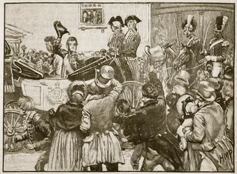 Lord Anglesey elhagyja Írországot, Kingstown, 1828, illusztráció Cassell Illustrated History of England című művéből (szépia fotó)