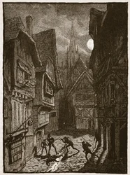 Lord Gray és követői megtámadják Southampton grófját, illusztráció a Cassells Illustrated History of Englandből (szépia fotó)