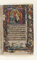 MS 1-2005, fol. 77r: Dávid és a bolond, történetírás kezdőbetűje a Macclesfield Zsoltárból, Sarum használata, East Anglia, 1330 körül