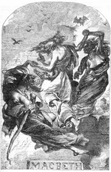 Macbeth - Illusztráció a William Shakespeare befejezésében, 1866 - A kiadás illusztrációi és általános formája Cassell illusztrált Shakespeare-jéből származik, amely Londonban jelent meg.