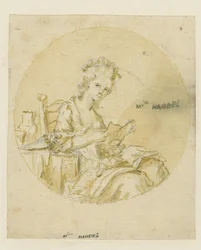 Madame Händel, 19. század közepe (toll és tinta és mosás papíron)