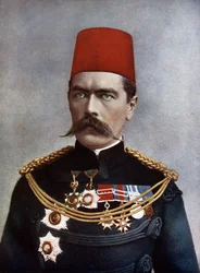 Lord Horatio Herbert Kitchener vezérőrnagy (1850-1916) Khartoumból és Broome-ból, illusztráció Charles N. Robinson „Celebrities of the Army” című művéből, 1900-ban (színes litó)
