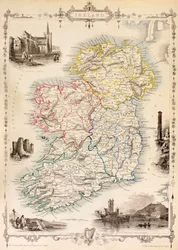 Írország térképe Thomas Wright „The History of Ireland” című könyvéből, 1854 körül