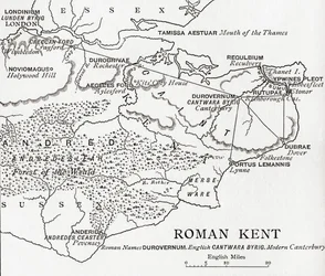 Az angliai Roman Kent térképe J. R. Green „Az angol nép rövid története” című művéből, 1893-ban