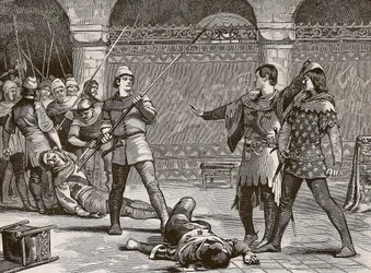 Marcel és a francia Dauphin, illusztráció a Cassells Illustrated History of Englandből (szépia fotó)