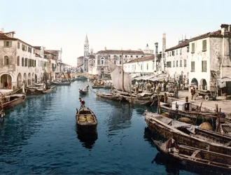 Fish Market, Chioggia (kézzel színezett fotó)