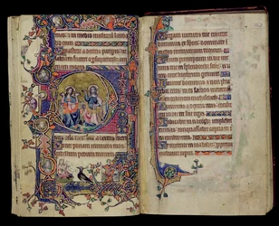 Ms 1-2005, ff.161v-162r: Az Atya és a Fiú, történeti D kezdőbetűje a Macclesfield Zsoltárból, Use of Sarum, East Anglia, 1330 körül