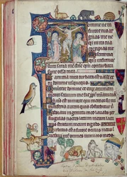 Ms 242 f.55v The Crucifixion, Packham-Clifford Hours, Use of Sarum, c.1314-31 (aranylevél és tempera pergamenen)