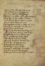 Ms. Harley 1735 fol.7r Oldal egy orvosi jegyzetfüzetből középangol nyelven (vellum)