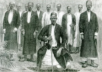 Mtesa, Uganda császára és más főnökök (litho) (bw fotó)